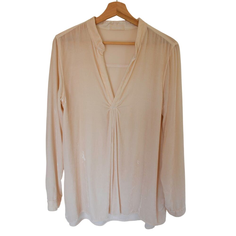 CP Shades Cream Velvet Long Sleeve Tunic Size Small